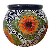 Hand Painted Sunflower Talavera Outdoor Planter, Large