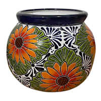 Hand Painted Sunflower Talavera Outdoor Planter, Small