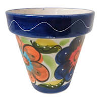 Hand Painted Red Flower Outdoor Planter, Medium