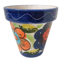 Hand Painted Red Flower Outdoor Planter, Small