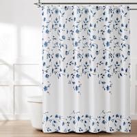 Providence Blue Floral Vine Print Single Shower Curtain, 72"