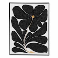 Framed Black Floral Embroidered Canvas Wall Art, 19x25