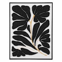 Black Framed Floral Embroidered Canvas Wall Art, 19x25