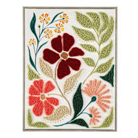 Framed Floral Embroidered Canvas Wall Art, 19x25
