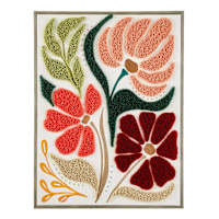 Framed Floral Embroidered Canvas Wall Art, 19x25