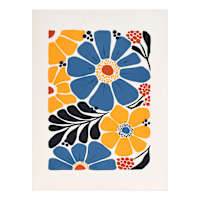 Blue & Yellow Flowers Canvas Wall Art, 12x16