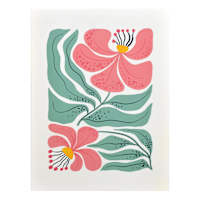Pink Flowers Canvas Wall Art, 12x16