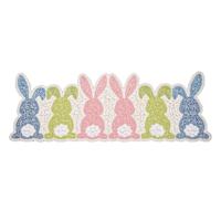 Homespun Easter Fully Beaded Bunny Butt Table Runner, 36x13