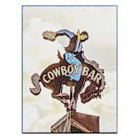 Framed Neon Acrylic Cowboy Bar Canvas Wall Art, 18x24