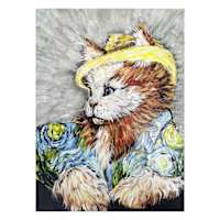 Starry Eyed Cat Canvas Wall Art, 12x16