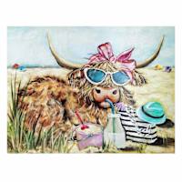 Cow on The Beach Canvas Wall Art, 16x12