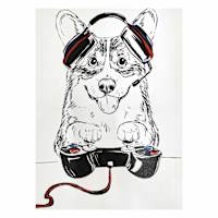 Gamer Corgi Canvas Wall Art, 12x16