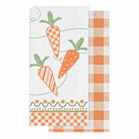 Homespun Easter Set of 2 Carrots Kitchen Towels