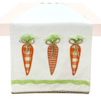 Homespun Easter 3-Carrot Embroidered Table Runner, 72x13