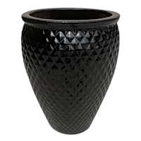 Halsey Black Ceramic Jar Outdoor Planter, Medium