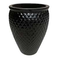 Halsey Black Ceramic Jar Outdoor Planter, Small