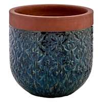 Honeybloom Blue Calista Ceramic Outdoor Planter, Large
