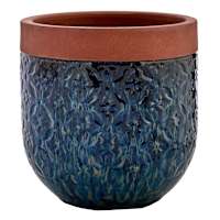 Honeybloom Blue Calista Ceramic Outdoor Planter, Medium
