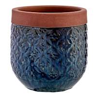 Honeybloom Blue Calista Ceramic Outdoor Planter, Small