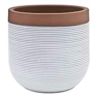 Honeybloom White Calista Ceramic Outdoor Planter, Large