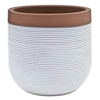 Honeybloom White Calista Ceramic Outdoor Planter, Medium