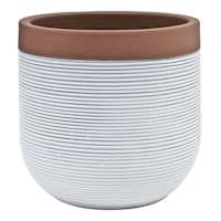 Honeybloom White Calista Ceramic Outdoor Planter, Small