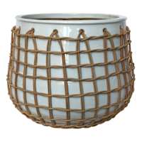 Auburn White Ceramic Indoor Planter, Large