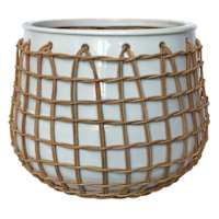 Auburn White Ceramic Indoor Planter, Medium