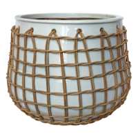 Auburn White Ceramic Indoor Planter, Small