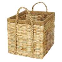 Wicker Rectangle Light Basket with Braided Handles, Small