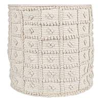 White Round Grid Fabric Storage Basket