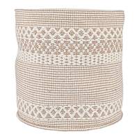 Natural & White Round Fabric Storage Basket