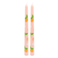 2-Pack Orange Printed Pink Taper Candles, 10"