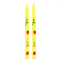 2-Pack Strawberry Printed Green Taper Candles, 10"