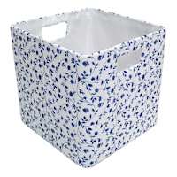White & Light Floral Fabric Modular Cube, 10.5"