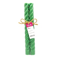 2-Pack Green Twisted Taper Candles, 10"