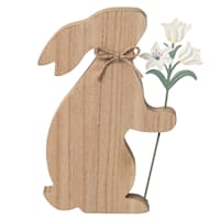 Honeybloom Wooden Bunny with Flowers, 9"
