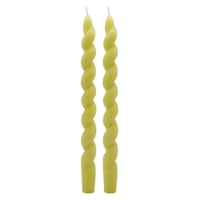 2-Pack Green Twisted Taper Candles, 10"