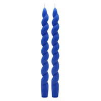 2-Pack Blue Twisted Taper Candles, 10"