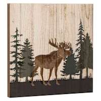 Lake & Lodge Moose in Woods Wall Art, 16"