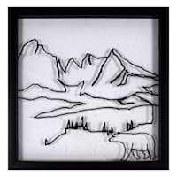 Lake & Lodge Glass Framed Line Drawing Print Wall Art, 13"