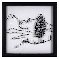 Lake & Lodge Glass Framed Line Drawing II Wall Art, 13"