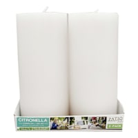 2-Pack White Citronella Pillar Candle, 11oz