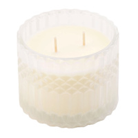 White Sprayed Glass Citronella Candle, 12oz