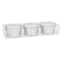3-Pack Galvanized Metal Bucket Citronella Candles, 3.5oz