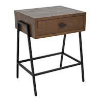 Harmon Wood & Metal Accent Table, Walnut Finish