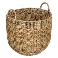 Two-Tone Round Water Hyacinth Storage Basket, Large