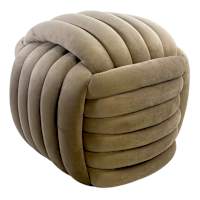 Knot Velvet Ottoman, Brown