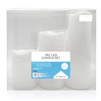 3-Pack White Pillar Candles, 3x4/3x6/3x8