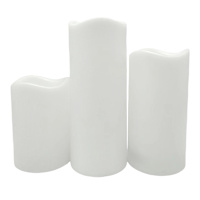 3-Pack White All Weather LED Pillar Candles, 4x6/4x8/4x10